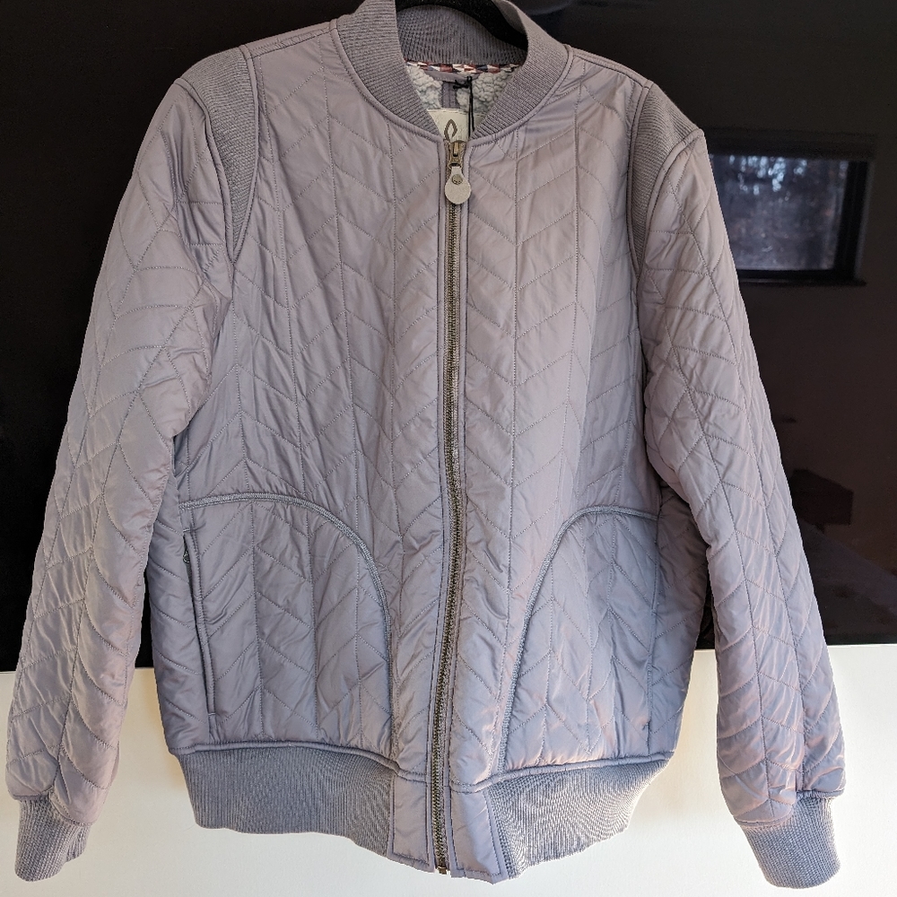 Prana Diva Varsity Jacket in Vapor Gray Size XL